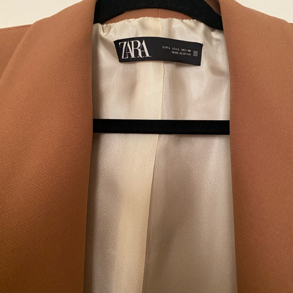 Zara Tan Double-Breasted Blazer - Picture 3 of 4
